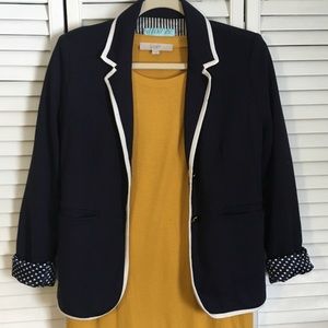 Navy Blue Blazer with Polka Dots